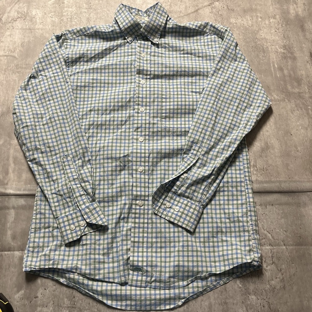 Onward Reserve Mens Small Blue Green Plaid Classic Fit L/S Button Down Shirt